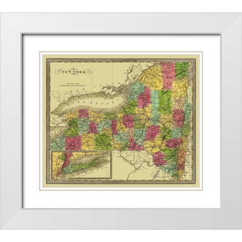 New York - Greenleaf 1840 White Modern Wood Framed Art Print with Double Matting by Greenleaf