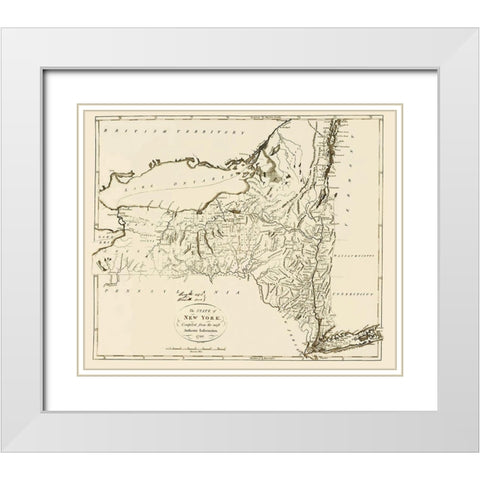 New York - 1796 White Modern Wood Framed Art Print with Double Matting by Moft