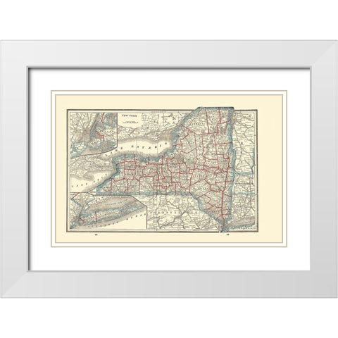 New York - Rathbun 1893 White Modern Wood Framed Art Print with Double Matting by Rathbun