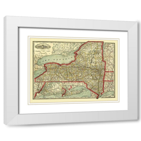 New York - Craig 1888  White Modern Wood Framed Art Print with Double Matting by Craig