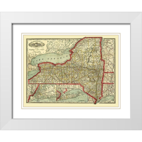 New York - Craig 1888  White Modern Wood Framed Art Print with Double Matting by Craig