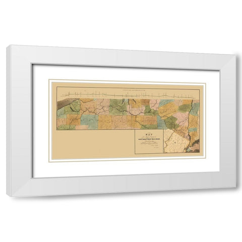 New York - Wright 1834  White Modern Wood Framed Art Print with Double Matting by Wright