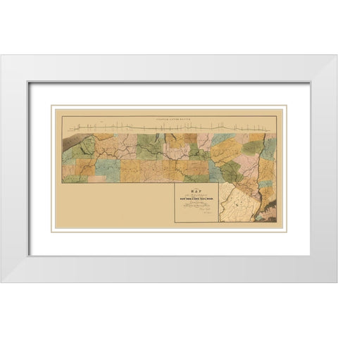 New York - Wright 1834  White Modern Wood Framed Art Print with Double Matting by Wright