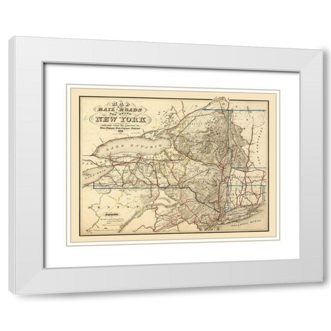 New York Railroads - Seymour 1857  White Modern Wood Framed Art Print with Double Matting by Seymour