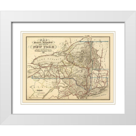 New York Railroads - Seymour 1857  White Modern Wood Framed Art Print with Double Matting by Seymour