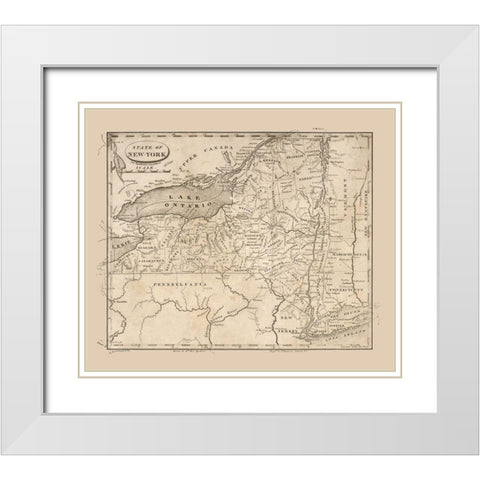 New York - Spafford 1813  White Modern Wood Framed Art Print with Double Matting by Spafford