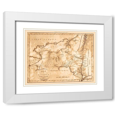 New York - Denison 1796  White Modern Wood Framed Art Print with Double Matting by Denison