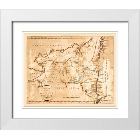 New York - Denison 1796  White Modern Wood Framed Art Print with Double Matting by Denison