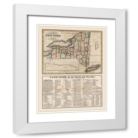 New York - Williams 1826  White Modern Wood Framed Art Print with Double Matting by Williams