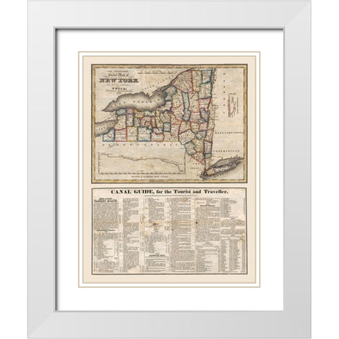 New York - Williams 1826  White Modern Wood Framed Art Print with Double Matting by Williams