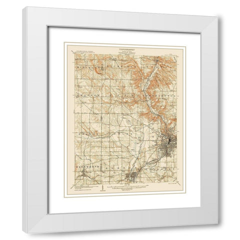 Akron Ohio Quad - USGS 1905 White Modern Wood Framed Art Print with Double Matting by USGS