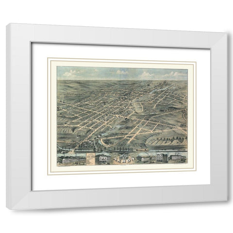 Akron Ohio - Stoner 1870  White Modern Wood Framed Art Print with Double Matting by Stoner
