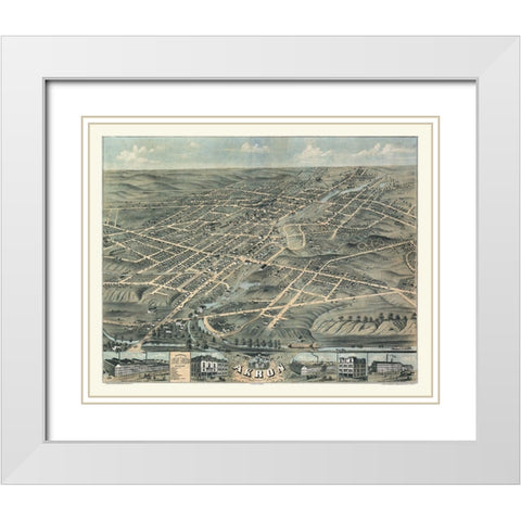 Akron Ohio - Stoner 1870  White Modern Wood Framed Art Print with Double Matting by Stoner
