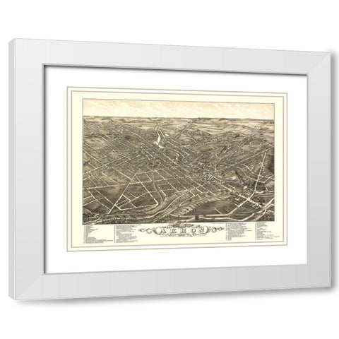 Akron Ohio - Stoner 1882  White Modern Wood Framed Art Print with Double Matting by Stoner