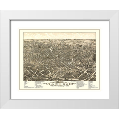 Akron Ohio - Stoner 1882  White Modern Wood Framed Art Print with Double Matting by Stoner