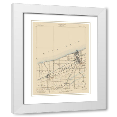 Ashtabula Ohio Quad - USGS 1905 White Modern Wood Framed Art Print with Double Matting by USGS