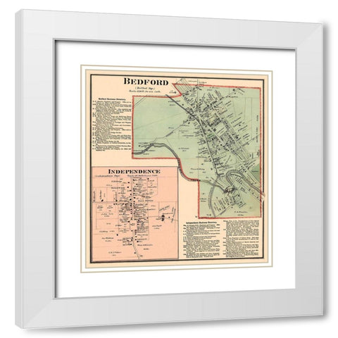 Bedford, Independence Ohio Landowner - Titus 1874 White Modern Wood Framed Art Print with Double Matting by Titus