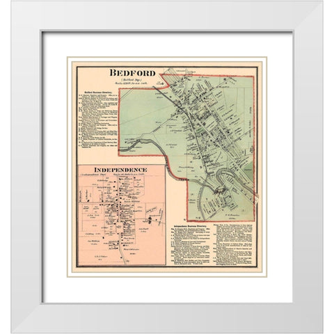 Bedford, Independence Ohio Landowner - Titus 1874 White Modern Wood Framed Art Print with Double Matting by Titus