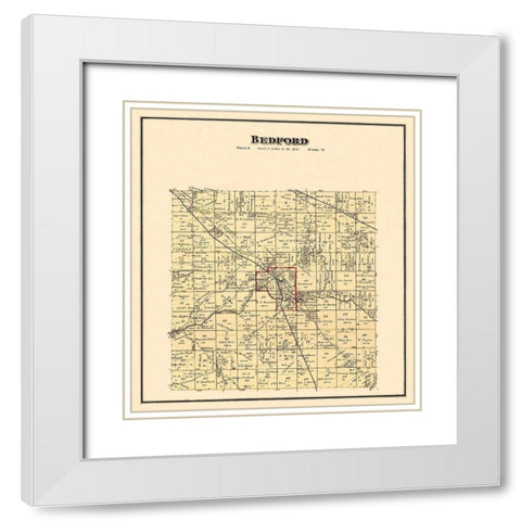 Bedford Ohio Landowner - Titus 1874 White Modern Wood Framed Art Print with Double Matting by Titus