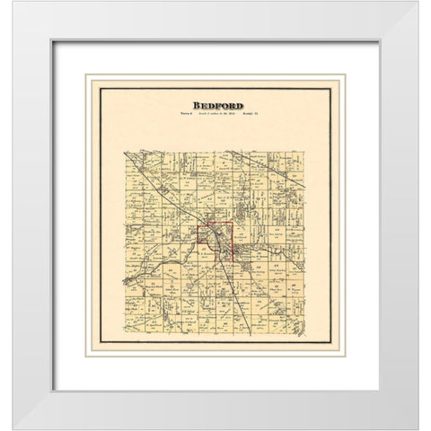 Bedford Ohio Landowner - Titus 1874 White Modern Wood Framed Art Print with Double Matting by Titus
