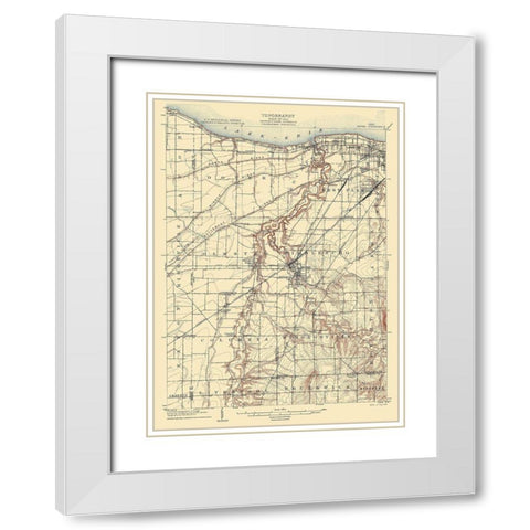 Berea Ohio Quad - USGS 1904 White Modern Wood Framed Art Print with Double Matting by USGS