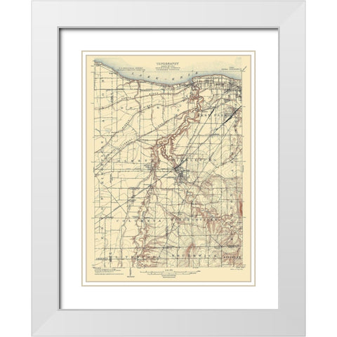 Berea Ohio Quad - USGS 1904 White Modern Wood Framed Art Print with Double Matting by USGS