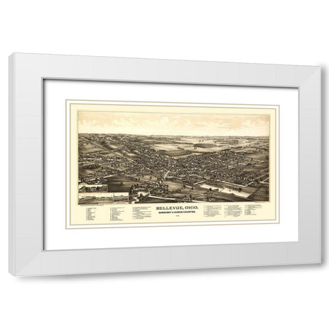 Bellevue Ohio - Norris 1888  White Modern Wood Framed Art Print with Double Matting by Norris
