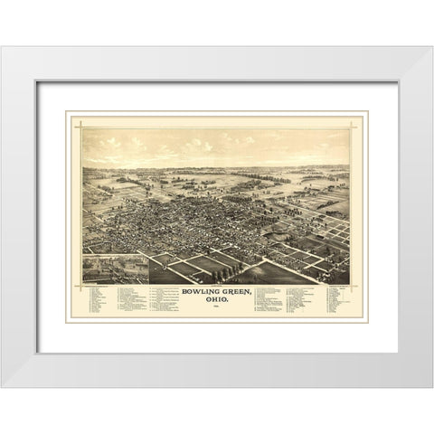 Bowling Green Ohio - Norris 1888  White Modern Wood Framed Art Print with Double Matting by Norris