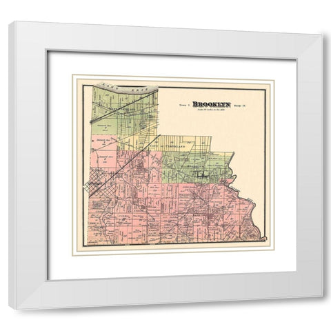 Brooklyn Ohio Landowner - Titus 1876 White Modern Wood Framed Art Print with Double Matting by Titus