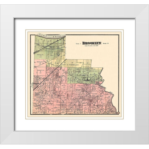 Brooklyn Ohio Landowner - Titus 1876 White Modern Wood Framed Art Print with Double Matting by Titus