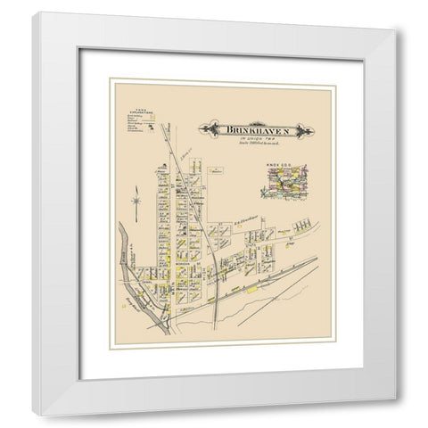 Brinkhaven Ohio Landowner - Caldwell 1896 White Modern Wood Framed Art Print with Double Matting by Caldwell