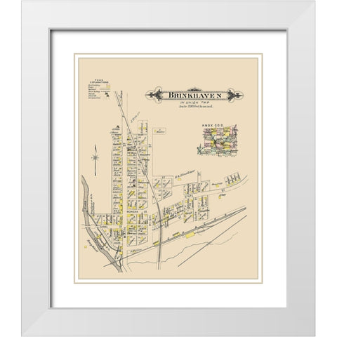 Brinkhaven Ohio Landowner - Caldwell 1896 White Modern Wood Framed Art Print with Double Matting by Caldwell