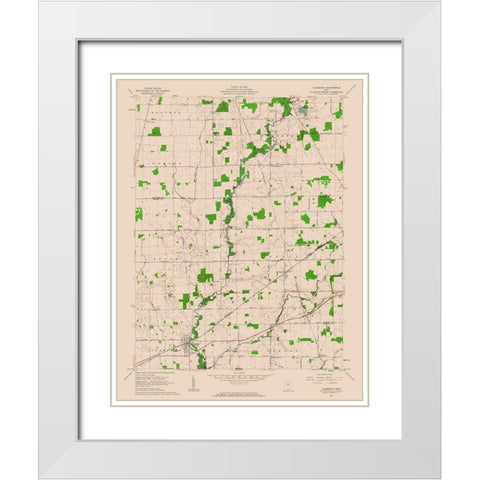 Caledonia Ohio Quad - USGS 1961 White Modern Wood Framed Art Print with Double Matting by USGS