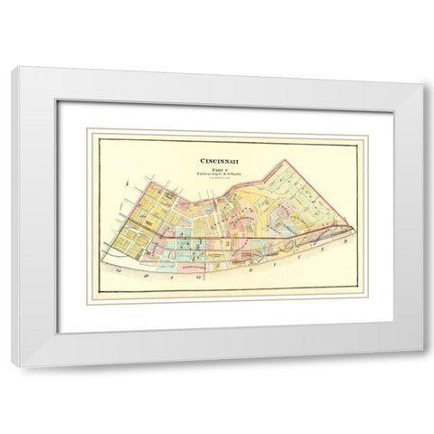 Cincinnati Ohio Landowner - Beers 1869 White Modern Wood Framed Art Print with Double Matting by Beers