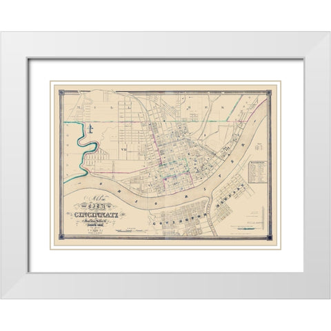 Cincinatti Ohio - Haviland 1838 White Modern Wood Framed Art Print with Double Matting by Haviland