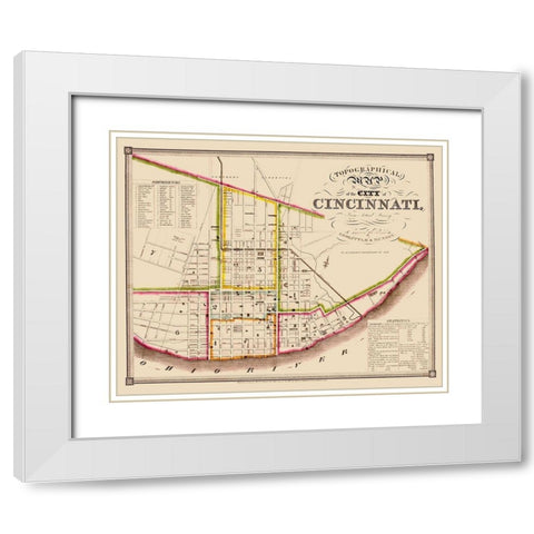 Cincinatti Ohio - Doolittle 1871 White Modern Wood Framed Art Print with Double Matting by Doolittle