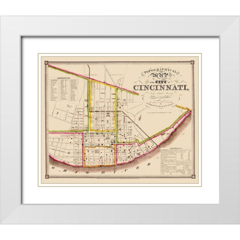 Cincinatti Ohio - Doolittle 1871 White Modern Wood Framed Art Print with Double Matting by Doolittle