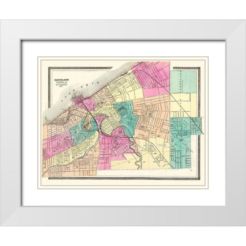 Cleveland Ohio - City Engineer 1872 White Modern Wood Framed Art Print with Double Matting by City Engineer