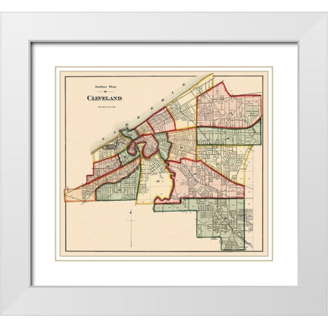 Cleveland Ohio Index - Titus 1874 White Modern Wood Framed Art Print with Double Matting by Titus