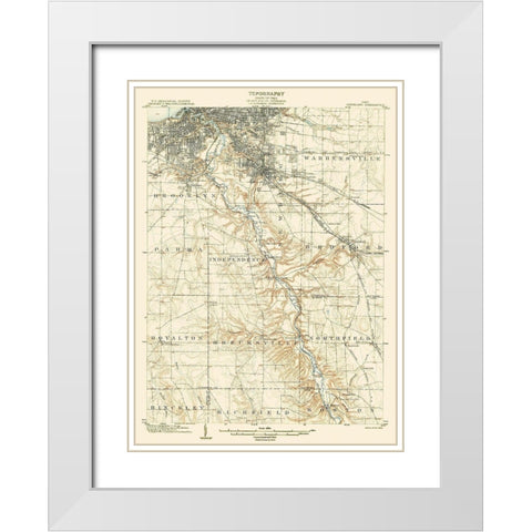 Cleveland Ohio Quad - USGS 1903 White Modern Wood Framed Art Print with Double Matting by USGS