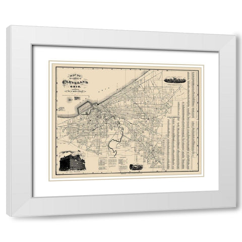 Cleveland Ohio - Morgan 1884 White Modern Wood Framed Art Print with Double Matting by Morgan