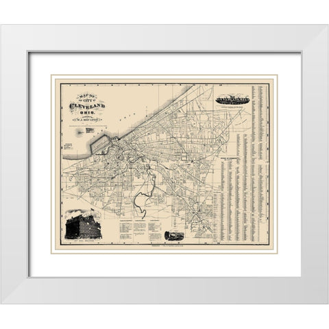 Cleveland Ohio - Morgan 1884 White Modern Wood Framed Art Print with Double Matting by Morgan