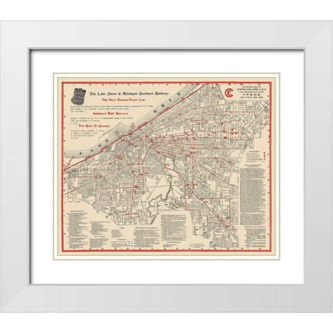 Cleveland Ohio Railways - Stranahan Co 1894 White Modern Wood Framed Art Print with Double Matting by Stranahan