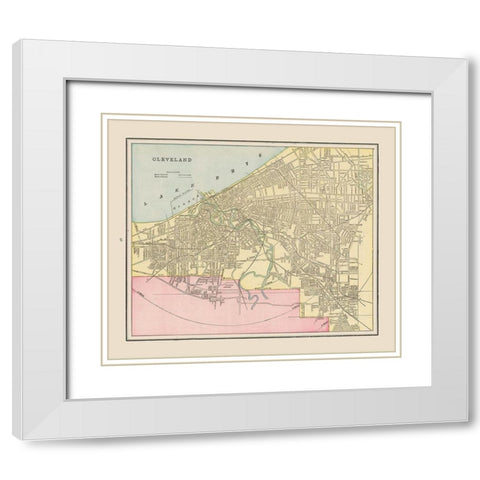 Cleveland  Ohio  - Cram 1892 White Modern Wood Framed Art Print with Double Matting by Cram