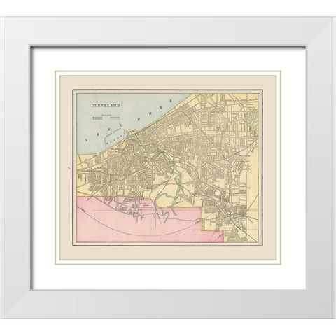 Cleveland  Ohio  - Cram 1892 White Modern Wood Framed Art Print with Double Matting by Cram