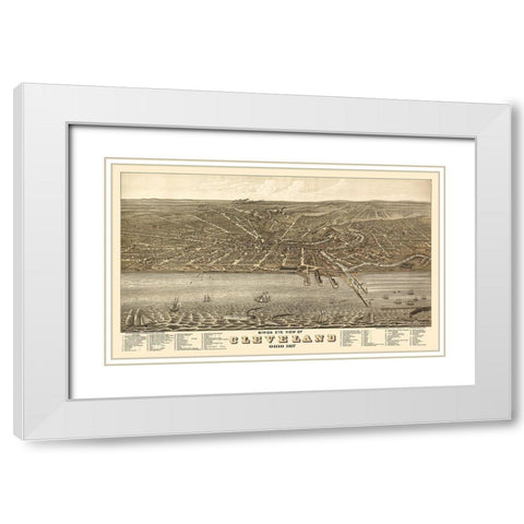 Cleveland Ohio - Stoner 1877  White Modern Wood Framed Art Print with Double Matting by Stoner