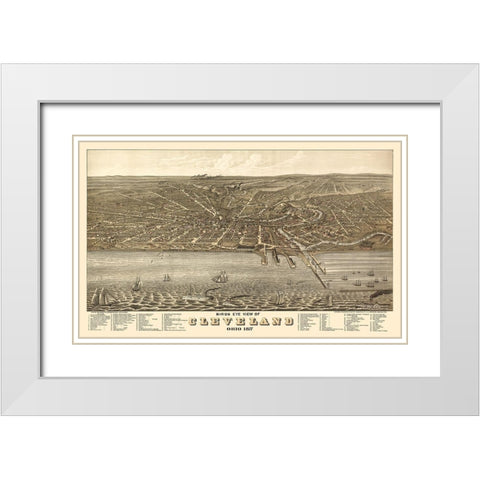 Cleveland Ohio - Stoner 1877  White Modern Wood Framed Art Print with Double Matting by Stoner