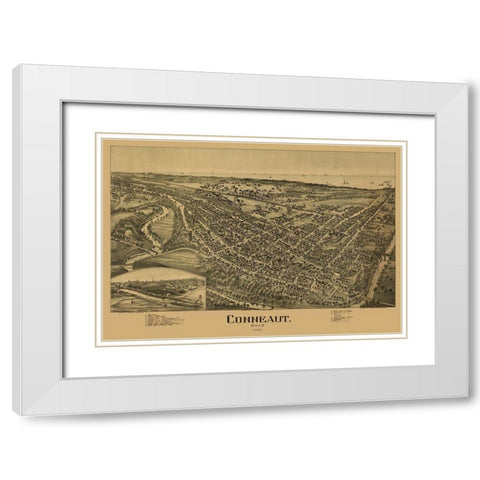 Conneaut Ohio - Fowler 1896  White Modern Wood Framed Art Print with Double Matting by Fowler