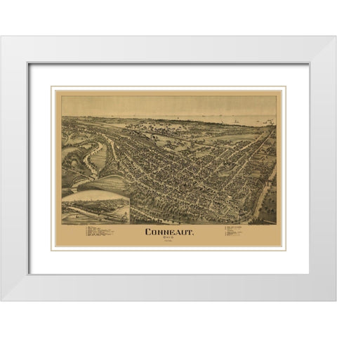 Conneaut Ohio - Fowler 1896  White Modern Wood Framed Art Print with Double Matting by Fowler