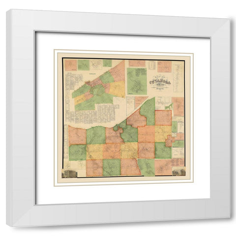Cuyahoga Ohio - Matthews 1858 White Modern Wood Framed Art Print with Double Matting by Matthews
